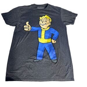 Bethesda Men's Gray Fallout Vault Boy Print Casual T-shirt Size Medium